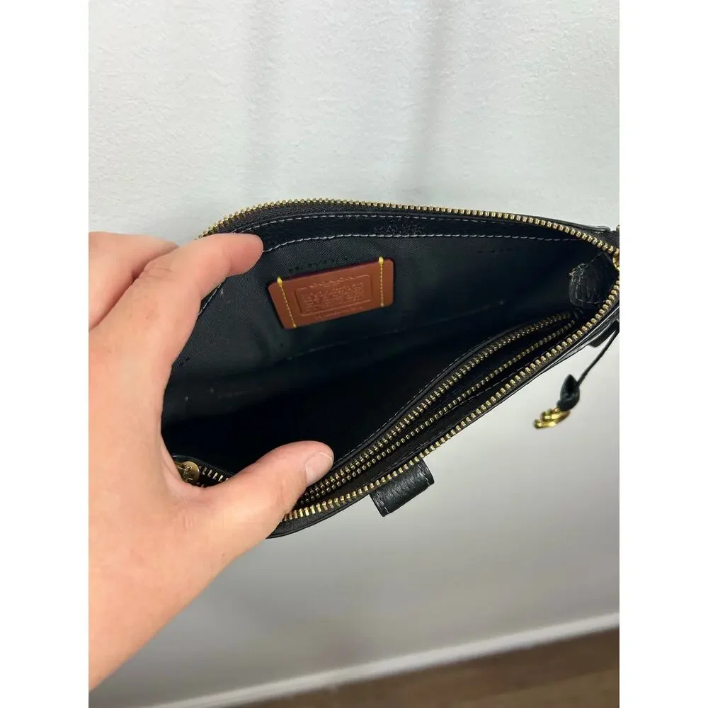 Coach Bella Black Pebbled Leather Small Crossbody Purse Handbag